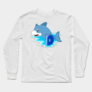 Dolphin at Swimming with Letter Long Sleeve T-Shirt